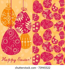 pair of easter card with painted eggs