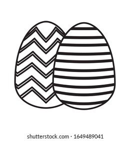 pair easter eggs painted icon vector illustration design