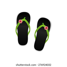Pair eco design flip flop, vivid colors, shoe creativity,  on white background, vector, 