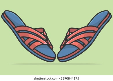 Pair Of Elegant Women Foot Wear Slipper vector illustration. Beauty fashion objects icon concept. Fashionable woman slipper pair vector design.