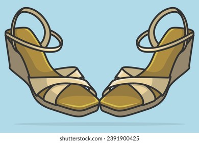 Pair Of Elegant Women Foot Wear Sandals vector illustration. Beauty fashion objects icon concept. Fashionable woman sandals pair vector design.