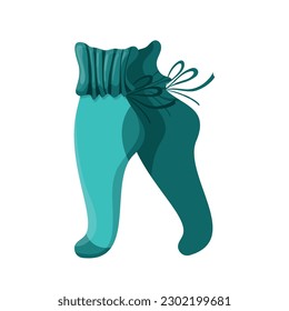 pair of elegant women's socks in tiffany color with ribbons, fashion style socks, women's accessories - vector illustration