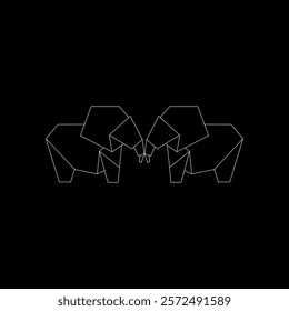 Pair Elephant Polygonal Lines, can use for Logo, Pictogram, Animal Figure, Website, Apps, or Graphic Design Element. Vector Illustration