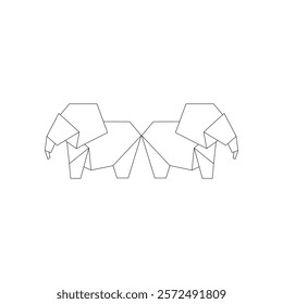 Pair Elephant Polygonal Lines, can use for Logo, Pictogram, Animal Figure, Website, Apps, or Graphic Design Element. Vector Illustration