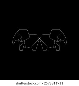 Pair Elephant Polygonal Lines, can use for Logo, Pictogram, Animal Figure, Website, Apps, or Graphic Design Element. Vector Illustration