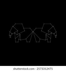 Pair Elephant Polygonal Lines, can use for Logo, Pictogram, Animal Figure, Website, Apps, or Graphic Design Element. Vector Illustration