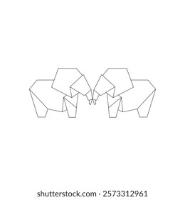 Pair Elephant Polygonal Lines, can use for Logo, Pictogram, Animal Figure, Website, Apps, or Graphic Design Element. Vector Illustration