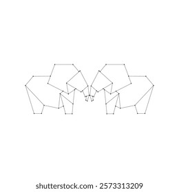 Pair Elephant Polygonal Lines, can use for Logo, Pictogram, Animal Figure, Website, Apps, or Graphic Design Element. Vector Illustration