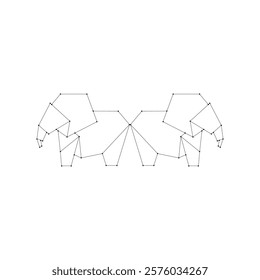 Pair Elephant Polygonal Lines, can use for Logo, Pictogram, Animal Figure, Website, Apps, or Graphic Design Element. Vector Illustration