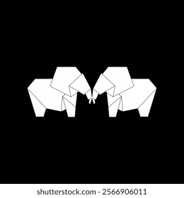 Pair Elephant Shape Inspired by Origami Form, can use for Logo, Pictogram, Animal Figure, Website, Apps, or Graphic Design Element. Vector Illustration