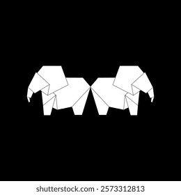 Pair Elephant Shape Inspired by Origami Form, can use for Logo, Pictogram, Animal Figure, Website, Apps, or Graphic Design Element. Vector Illustration