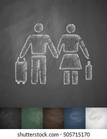 pair of emigrants icon. Hand drawn vector illustration