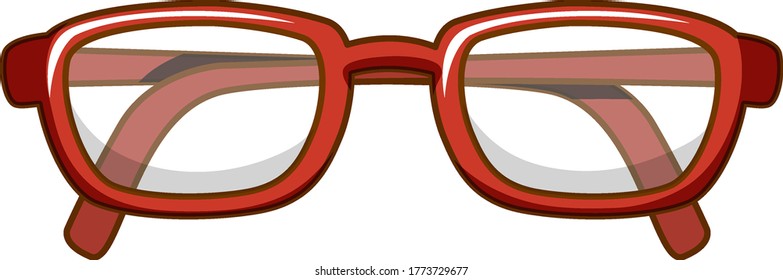 Pair of eyeglasses with red frame illustration