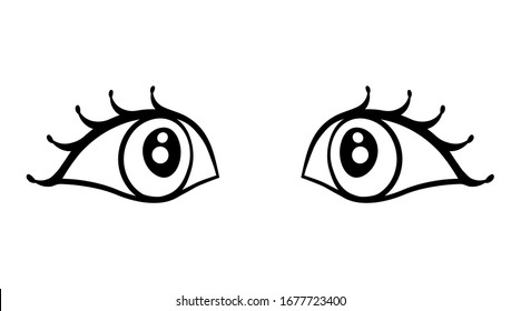 Pair of eyes with an attentive look. Complement with faces of people, birds and animals, etc. Fantastic clipart for t-shirt, pillow, card, package. 