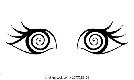 Pair of eyes with bewitched gaze. Complement with faces of people and animals, etc. Fantastic clipart for t-shirt, pillow, card, package. 