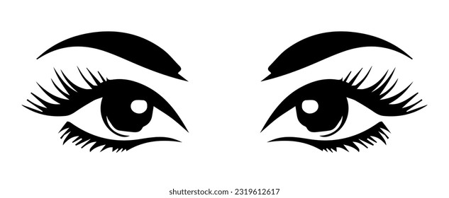 pair of eyes with eyebrows eyelashes vector graphic resources 