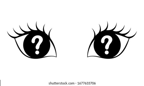 Pair of eyes with a pupil as question mark.  Complement with faces of people and animals, etc. Fantastic clipart for t-shirt, pillow, card, package. 