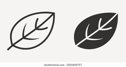 Pair of falling leaf icons with simple and clean line art. Ideal for autumn-themed designs, nature illustrations, and eco-friendly projects.