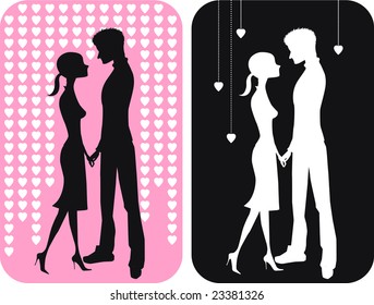 pair of falling in love hold on to the hands