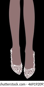a pair of feet clad in ballet flats
