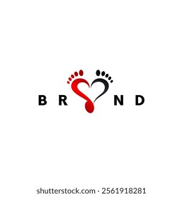A Pair of Feet Forming a Heart Symbol Logo Design. One Heart Symbol From Two Linked Feet Logo Design.