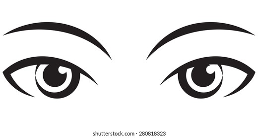 Pair Female Expressive Eyes Vector Black Stock Vector (Royalty Free ...