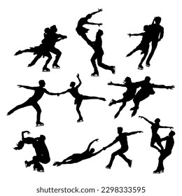 Pair figure skating silhouette stencil templates sport clipart