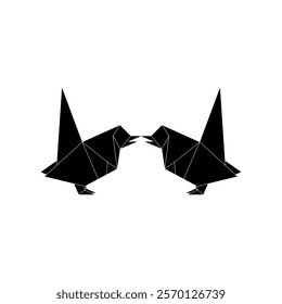 Pair of the Finches, Goldfinch Shape Inspired by Origami Form, can use for Logo, Pictogram, Bird Figure, Website, Apps, or Graphic Design Element. Vector Illustration