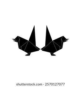 Pair of the Finches, Goldfinch Shape Inspired by Origami Form, can use for Logo, Pictogram, Bird Figure, Website, Apps, or Graphic Design Element. Vector Illustration