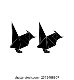 Pair of the Finches, Goldfinch Shape Inspired by Origami Form, can use for Logo, Pictogram, Bird Figure, Website, Apps, or Graphic Design Element. Vector Illustration