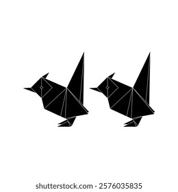 Pair of the Finches, Goldfinch Shape Inspired by Origami Form, can use for Logo, Pictogram, Bird Figure, Website, Apps, or Graphic Design Element. Vector Illustration