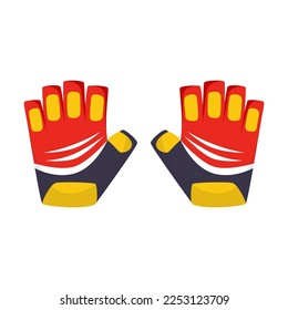 Pair of finger less sports gloves for cycling flat vector illustration. Accessories and sportswear for cyclists or biker isolated on white background. Sports, cycling concept