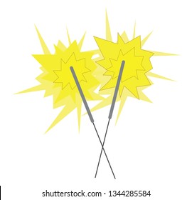 A pair of firecrackers ignited leading to sparkles vector color drawing or illustration