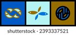 Pair of fish. Modern geometric logo mark template or emblem for fishing tackle shop or seafood restaurant