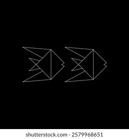 Pair Fish Polygonal Lines, can use for Logo, Pictogram, Aquatic Animal Figure, Website, Apps, or Graphic Design Element. Vector Illustration