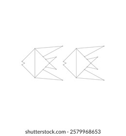 Pair Fish Polygonal Lines, can use for Logo, Pictogram, Aquatic Animal Figure, Website, Apps, or Graphic Design Element. Vector Illustration