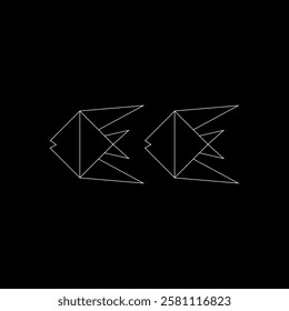 Pair Fish Polygonal Lines, can use for Logo, Pictogram, Aquatic Animal Figure, Website, Apps, or Graphic Design Element. Vector Illustration