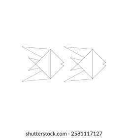 Pair Fish Polygonal Lines, can use for Logo, Pictogram, Aquatic Animal Figure, Website, Apps, or Graphic Design Element. Vector Illustration