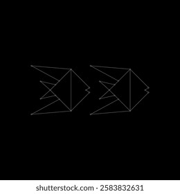 Pair Fish Polygonal Lines, can use for Logo, Pictogram, Aquatic Animal Figure, Website, Apps, or Graphic Design Element. Vector Illustration