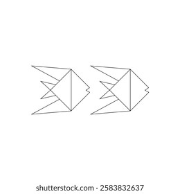 Pair Fish Polygonal Lines, can use for Logo, Pictogram, Aquatic Animal Figure, Website, Apps, or Graphic Design Element. Vector Illustration