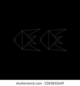 Pair Fish Polygonal Lines, can use for Logo, Pictogram, Aquatic Animal Figure, Website, Apps, or Graphic Design Element. Vector Illustration