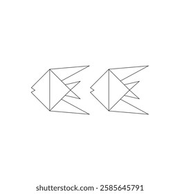 Pair Fish Polygonal Lines, can use for Logo, Pictogram, Aquatic Animal Figure, Website, Apps, or Graphic Design Element. Vector Illustration