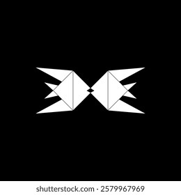 Pair Fish Shape Inspired by Origami Form, can use for Logo, Pictogram, Aquatic Animal Figure, Website, Apps, or Graphic Design Element. Vector Illustration