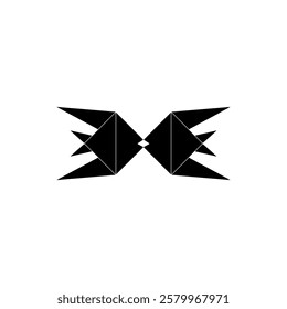 Pair Fish Shape Inspired by Origami Form, can use for Logo, Pictogram, Aquatic Animal Figure, Website, Apps, or Graphic Design Element. Vector Illustration