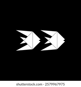 Pair Fish Shape Inspired by Origami Form, can use for Logo, Pictogram, Aquatic Animal Figure, Website, Apps, or Graphic Design Element. Vector Illustration