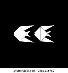 Pair Fish Shape Inspired by Origami Form, can use for Logo, Pictogram, Aquatic Animal Figure, Website, Apps, or Graphic Design Element. Vector Illustration