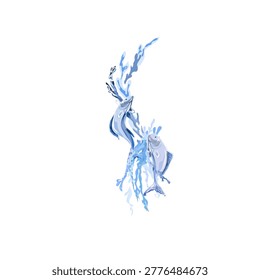 a pair of fish that are crashing through the fast flowing water