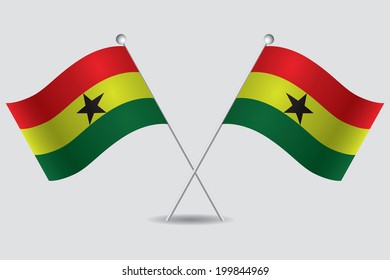 a pair of flags of ghana in grey background