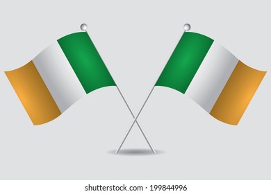 a pair of flags of ireland in grey background