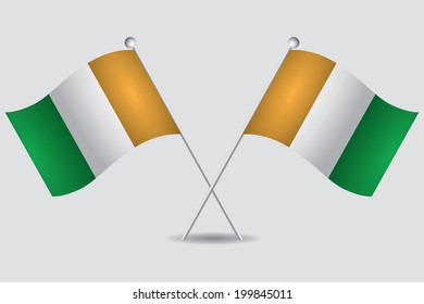a pair of flags of ivory coast in grey background